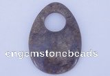 NGP626 5pcs 45*62mm flat teardrop purple agate gemstone pendants