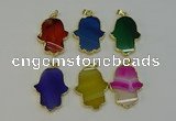 NGP6263 22*40mm - 25*45mm hamsahand agate gemstone pendants