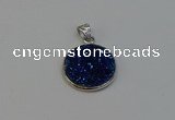 NGP6265 20mm flat round plated druzy agate pendants wholesale