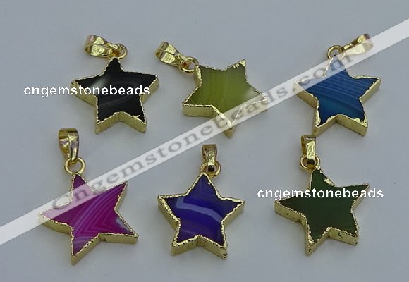 NGP6273 20mm star agate gemstone pendants wholesale