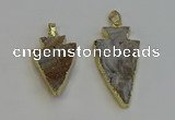 NGP6280 22*35mm - 24*45mm arrowhead druzy agate pendants