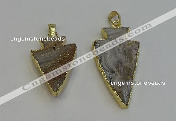 NGP6280 22*35mm - 24*45mm arrowhead druzy agate pendants