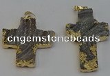 NGP6282 40*45mm - 35*55mm cross druzy agate pendants