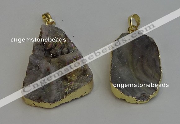 NGP6286 25*35mm - 35*45mm freeform druzy agate pendants