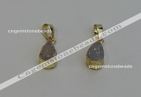 NGP6288 8*12mm teardrop druzy agate gemstone pendants wholesale