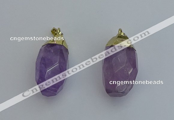 NGP6298 18*30mm - 22*35mm faceted nuggets amethyst pendants