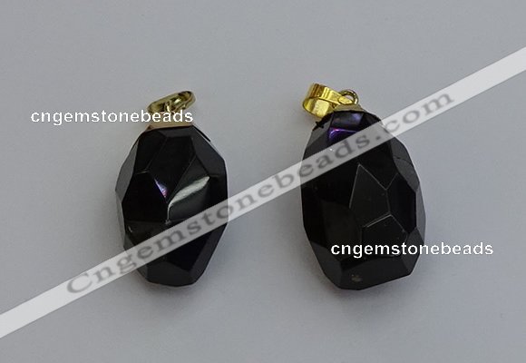 NGP6302 18*30mm - 22*35mm faceted nuggets smoky quartz pendants