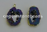 NGP6312 25*35mm - 30*45mm freeform plated druzy agate pendants