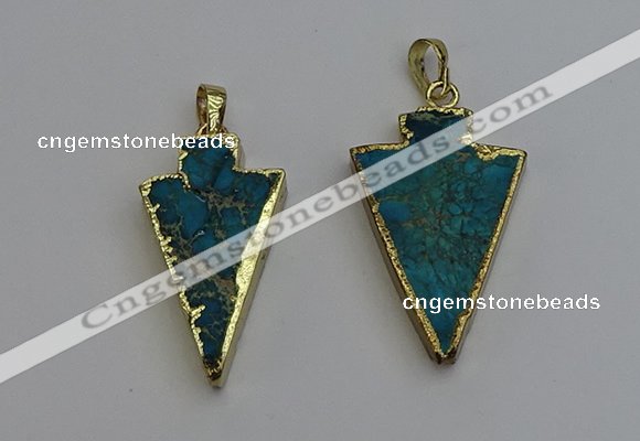 NGP6316 20*35mm - 25*40mm arrowhead sea sediment jasper pendants