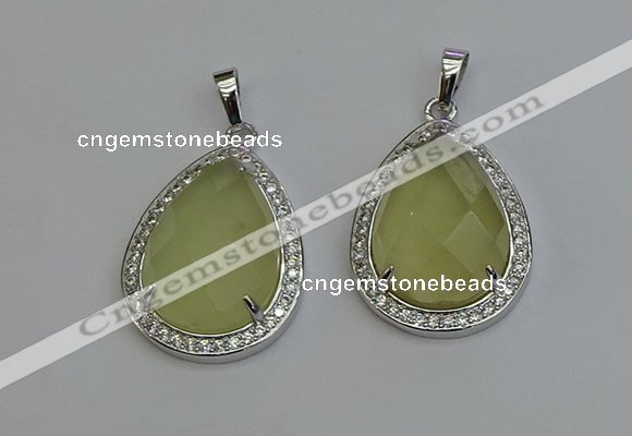 NGP6332 25*30mm teardrop lemon quartz pendants wholesale