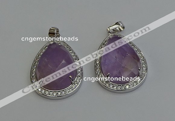 NGP6334 25*30mm teardrop light amethyst pendants wholesale