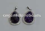NGP6335 25*30mm teardrop amethyst gemstone pendants wholesale