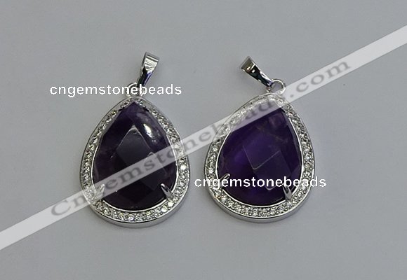 NGP6335 25*30mm teardrop amethyst gemstone pendants wholesale