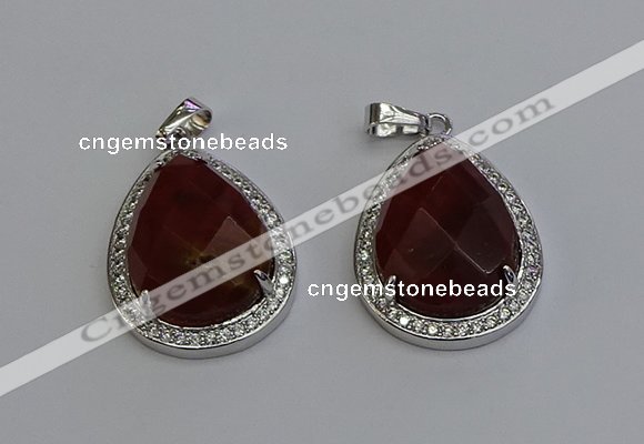 NGP6342 25*30mm teardrop red rabbit hair pendants wholesale