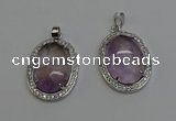 NGP6353 25*30mm oval light amethyst pendants wholesale