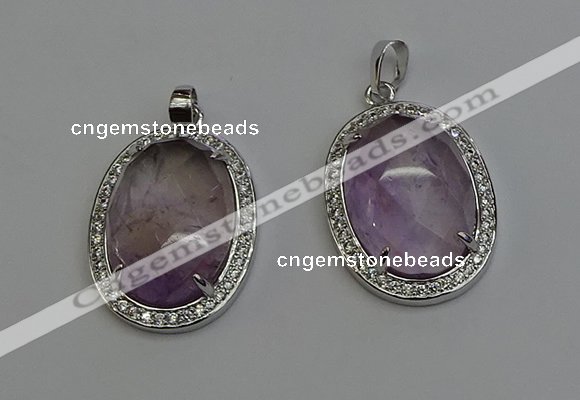 NGP6353 25*30mm oval light amethyst pendants wholesale