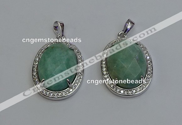 NGP6358 25*30mm oval amazonite gemstone pendants wholesale