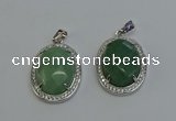 NGP6359 25*30mm oval green aventurine pendants wholesale