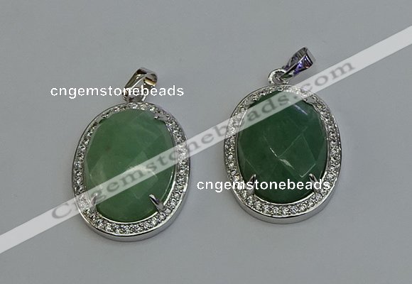 NGP6359 25*30mm oval green aventurine pendants wholesale