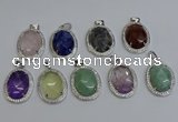 NGP6368 25*30mm oval mixed gemstone pendants wholesale