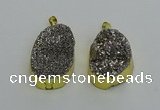 NGP6373 25*35mm - 26*40mm freeform plated druzy agate pendants