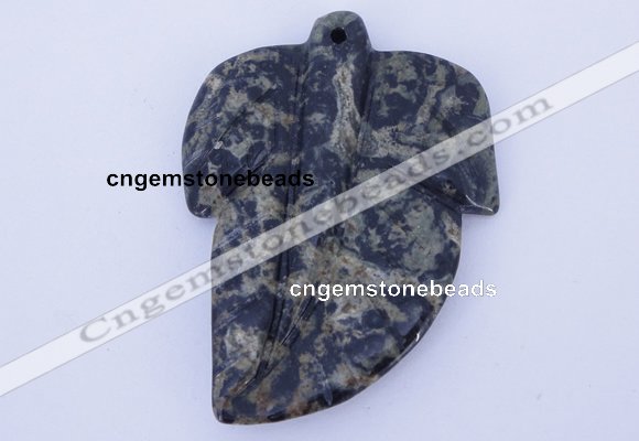 NGP638 5pcs 5*38*52mm leaf kambaba jasper gemstone pendants