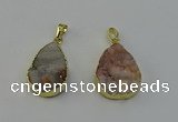 NGP6390 20*30mm - 25*30mm flat teardrop druzy agate pendants