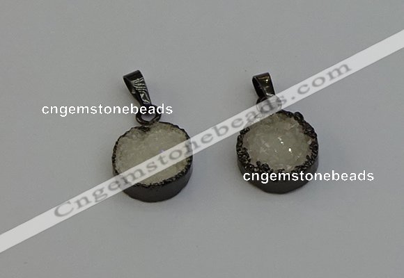 NGP6392 15mm - 16mm coin druzy agate gemstone pendants