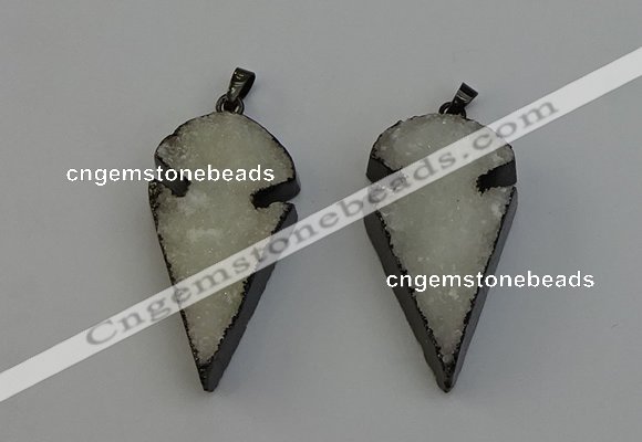 NGP6396 20*40mm - 25*45mm arrowhead druzy agate pendants