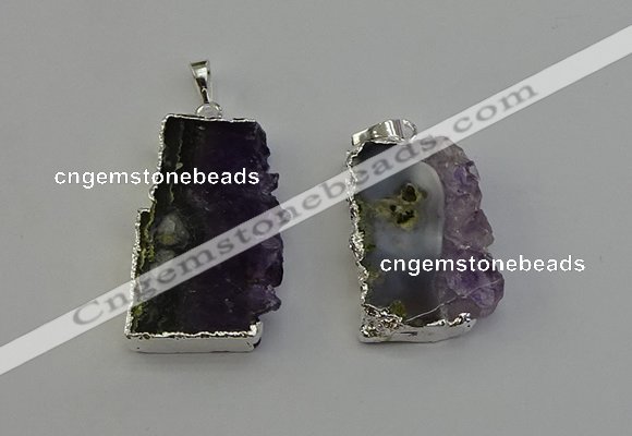 NGP6398 18*30mm - 25*40mm freeform druzy amethyst pendants