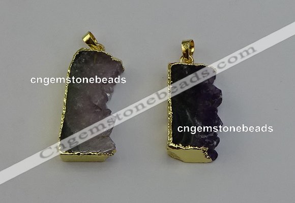 NGP6400 18*30mm - 25*40mm freeform druzy amethyst pendants