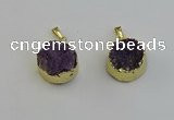 NGP6404 20mm - 22mm coin druzy amethyst pendants wholesale