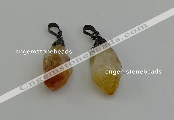 NGP6418 12*28mm - 15*30mm nuggets citrine gemstone pendants