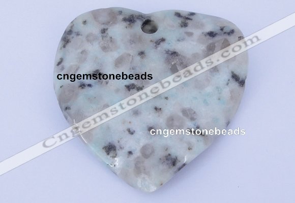 NGP642 5pcs 50*50mm heart kiwi stone pendants jewelry wholesale