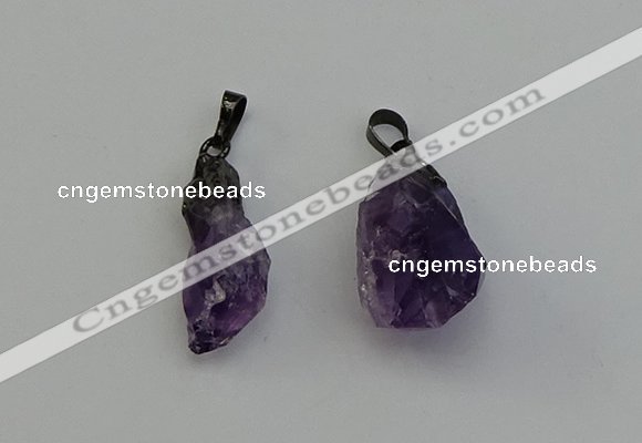 NGP6420 12*28mm - 15*30mm nuggets amethyst gemstone pendants