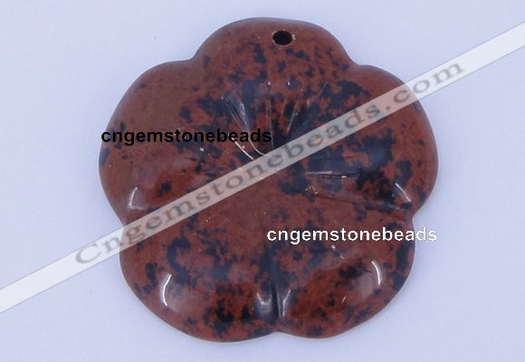 NGP643 5pcs 6*40mm flower mahogany obsidian gemstone pendants