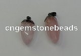 NGP6431 12*24mm - 15*30mm faceted bullet rose quartz pendants