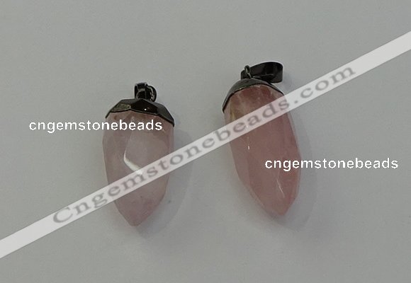 NGP6431 12*24mm - 15*30mm faceted bullet rose quartz pendants