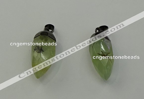 NGP6433 12*24mm - 15*30mm faceted bullet green rutilated quartz pendants