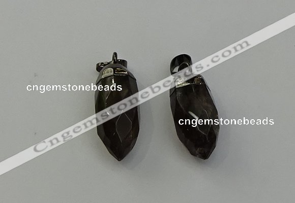 NGP6435 12*24mm - 15*30mm faceted bullet smoky quartz pendants