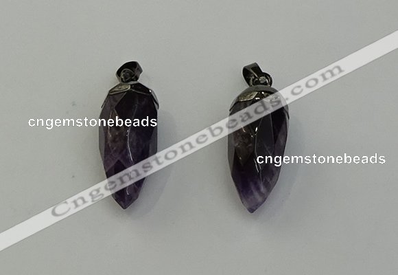 NGP6436 12*24mm - 15*30mm faceted bullet amethyst pendants
