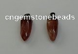 NGP6442 12*24mm - 15*30mm faceted bullet red rabbit hair pendants