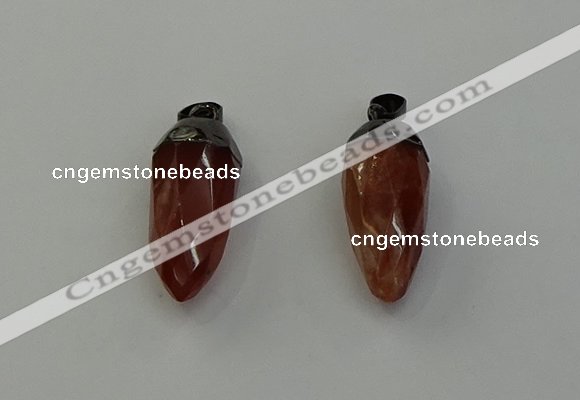 NGP6442 12*24mm - 15*30mm faceted bullet red rabbit hair pendants