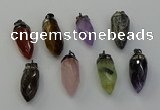 NGP6448 12*24mm - 15*30mm faceted bullet mixed gemstone pendants