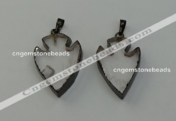 NGP6450 22*28mm - 25*35mm arrowhead white crystal pendants