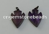 NGP6455 22*28mm - 25*35mm arrowhead amethyst gemstone pendants