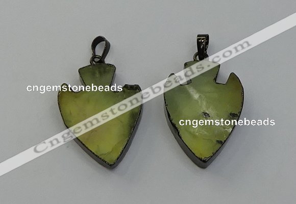 NGP6456 22*28mm - 25*35mm arrowhead green rutilated quartz pendants