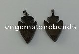 NGP6458 22*28mm - 25*35mm arrowhead smoky quartz pendants