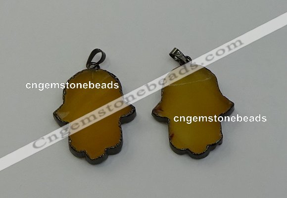 NGP6472 30*40mm hamsahand agate gemstone pendants wholesale