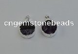 NGP6493 20mm - 22mm coin druzy amethyst pendants wholesale